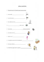 English Worksheet: Leisure activities