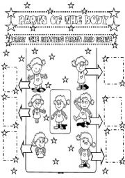 English Worksheet: PARTS OF THE BODY FOR LITTLE KIDS