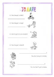 English worksheet: Verb to have