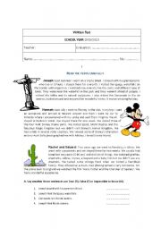English Worksheet: Englis Test Simple Past 