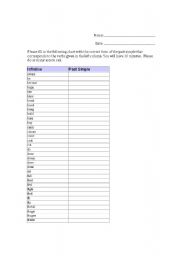 English Worksheet: Irregular Verbs in the Past Simple