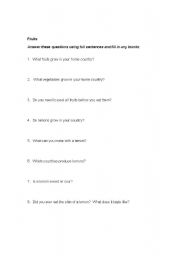 English Worksheet: Fruits and Vegetables