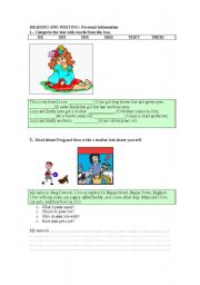 English Worksheet: Reading and Writing: Personal Information