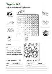 English Worksheet: Vegetables