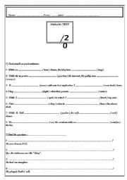 English worksheet: TEST Past simple and continuous