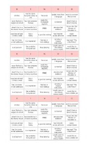 English Worksheet: Ice Breaker Bingo