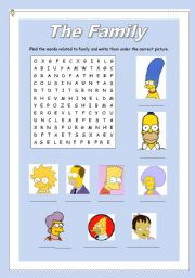 English Worksheet: Wordsearch Family