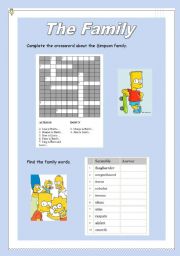 English Worksheet: The Family crosswords