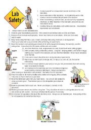 English Worksheet: Safety in a lab