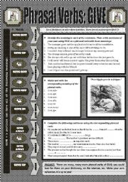 English Worksheet: Phrasal Verbs: GIVE - Dark Night Design