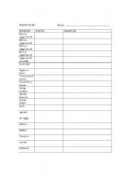 English Worksheet: Most Common Prefixes Scavenger Hunt