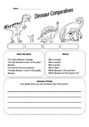 English Worksheet: Dinosaur Comparatives