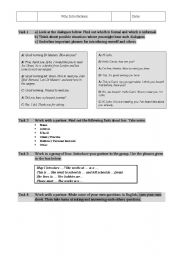 English Worksheet: Introductions