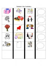 English Worksheet: Valentines Day Vocab with Pictures