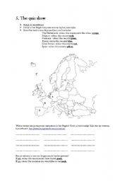 English worksheet: country, colour, days