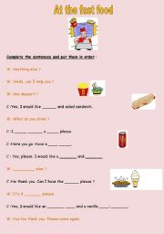 English Worksheet: At the fast food conversation