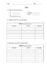 English worksheet: Past Simple Test