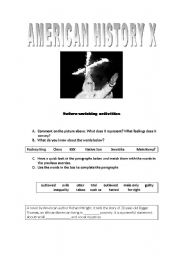 English Worksheet: American History X Before Watching Activities
