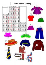 English Worksheet: Word Seach Clothing