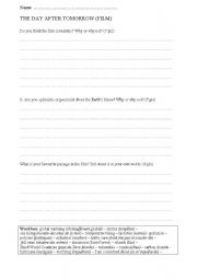 English Worksheet: The Day After Tomorrow Worksheet