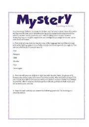 English Worksheet: Reading activity, Mistery and detectives