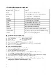 English Worksheet: Phrasal verbs with get