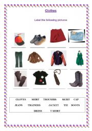 English worksheet: CLOTHES