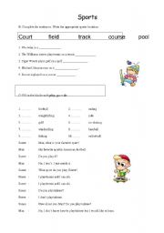 English worksheet: sport