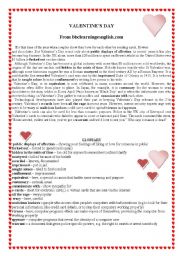 English Worksheet: Valentines day