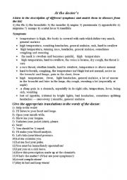 English Worksheet: diseases, at the doctors