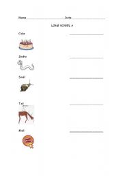 English worksheet: Long A words