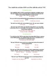 English Worksheet: The indefinite articles A, AN, THE