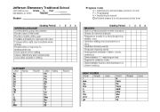 English Worksheet: Progress Report for kindergarten skills