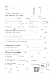 English Worksheet: Have got, A test