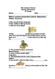 English Worksheet: ancient history 