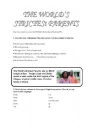 English Worksheet: THE WORLDS STRICTEST PARENTS