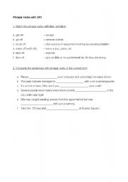 English worksheet: Phrasal Verbs with OFF