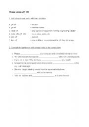 English Worksheet: Phrasal Verbs with OFF