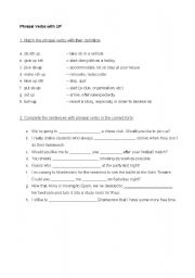English worksheet: Phrasal verbs with UP