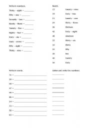 English worksheet: TEST: NUMBERS