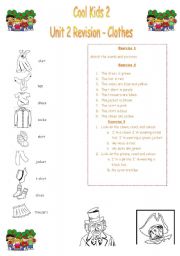 English Worksheet: Cool Kids 2 - Clothes and Colours