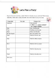 English Worksheet: Planning a party using future tense
