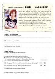 English Worksheet: Body Piercing