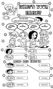 English Worksheet: WHATS YOUR NAME? FOR KINDERGARDEN