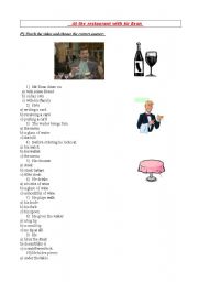 English Worksheet: At the restaurant with Mr Bean - film