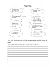 English worksheet: reported speech