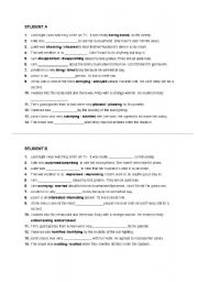 English Worksheet: adjectives ending -ed, -ing (pair work)