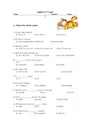 English Worksheet: 8th grade test