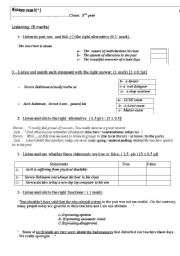 English Worksheet: Mid- term exam  3rd Form secondary education