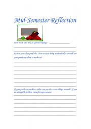 English Worksheet: Mid-Semester Reflection